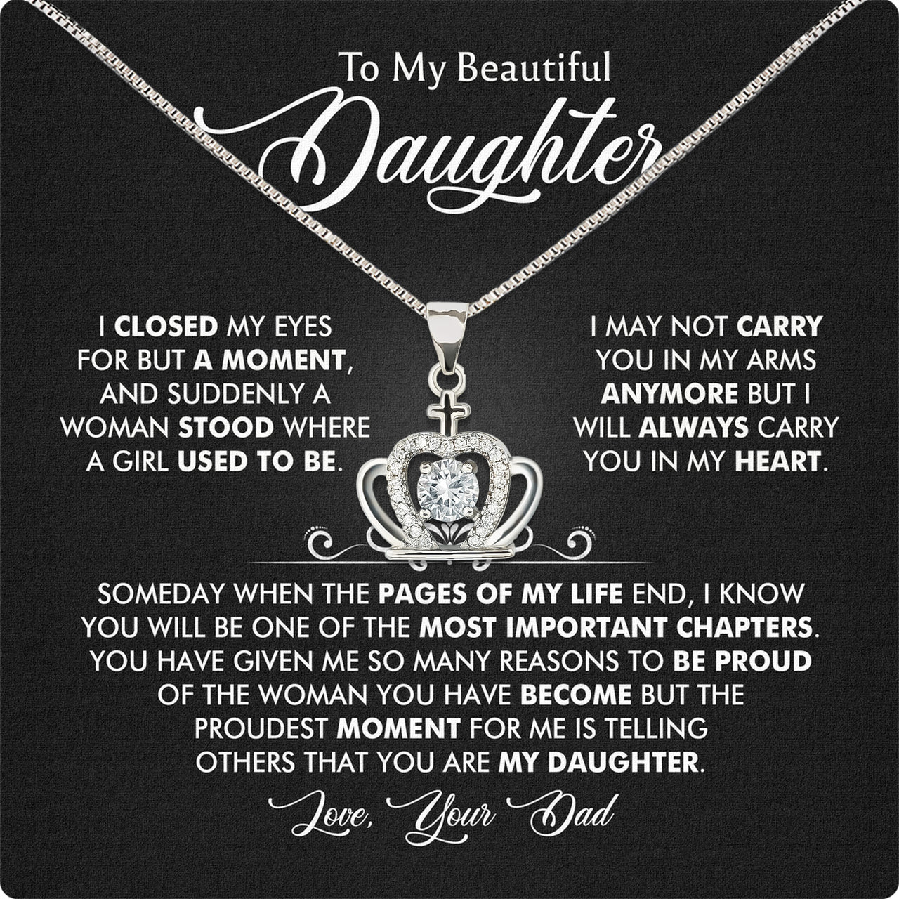 Daughter Necklace from Dad: A Piece of Your Heart for Her