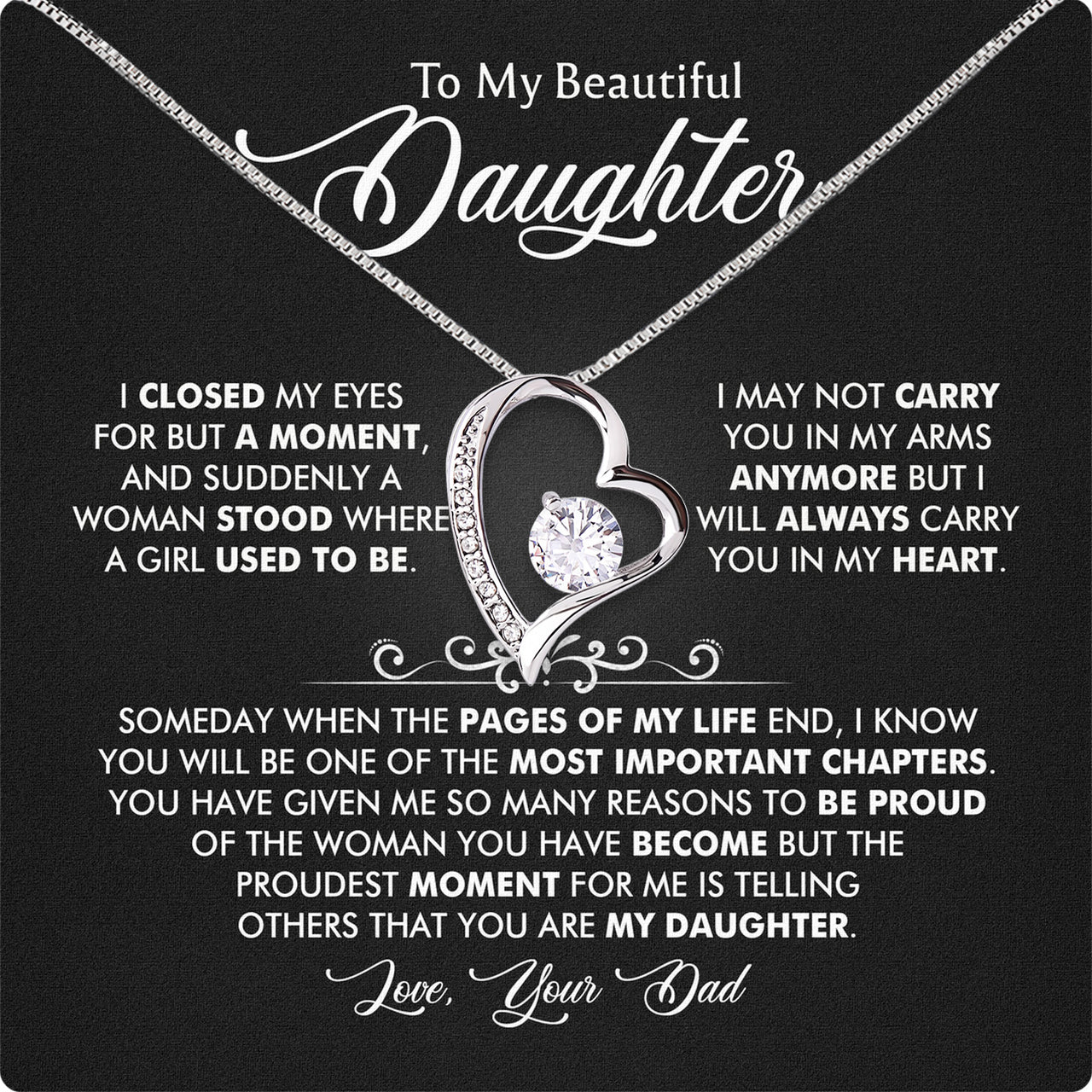 Daughter Necklace from Dad: A Piece of Your Heart for Her