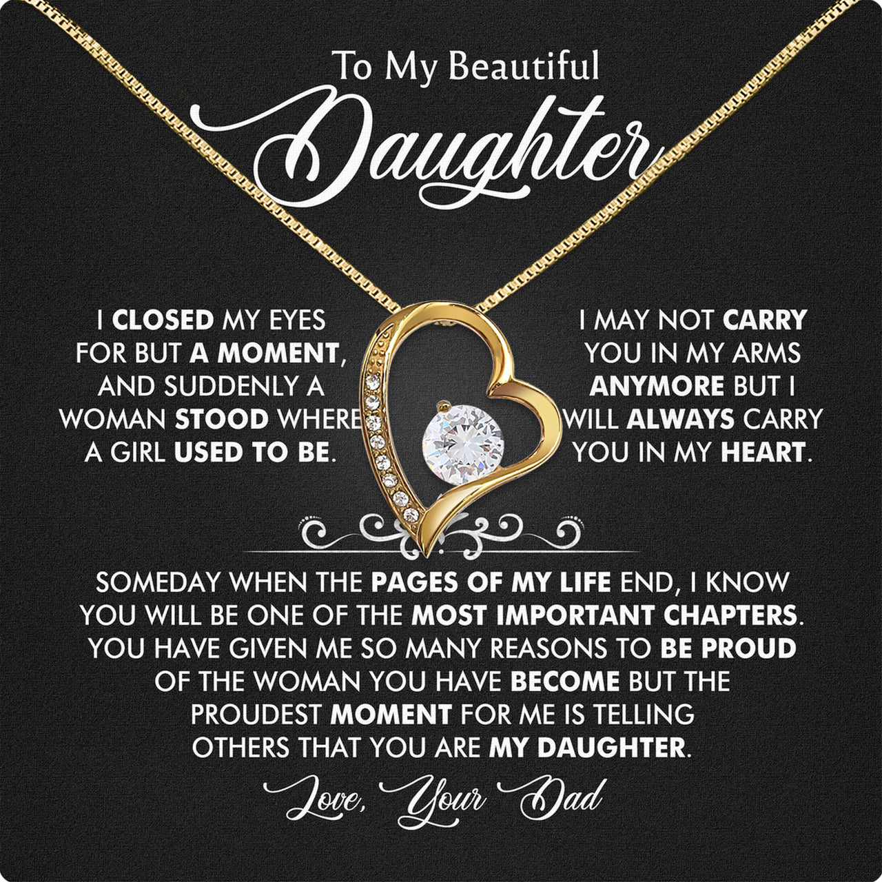 Daughter Necklace from Dad: A Piece of Your Heart for Her