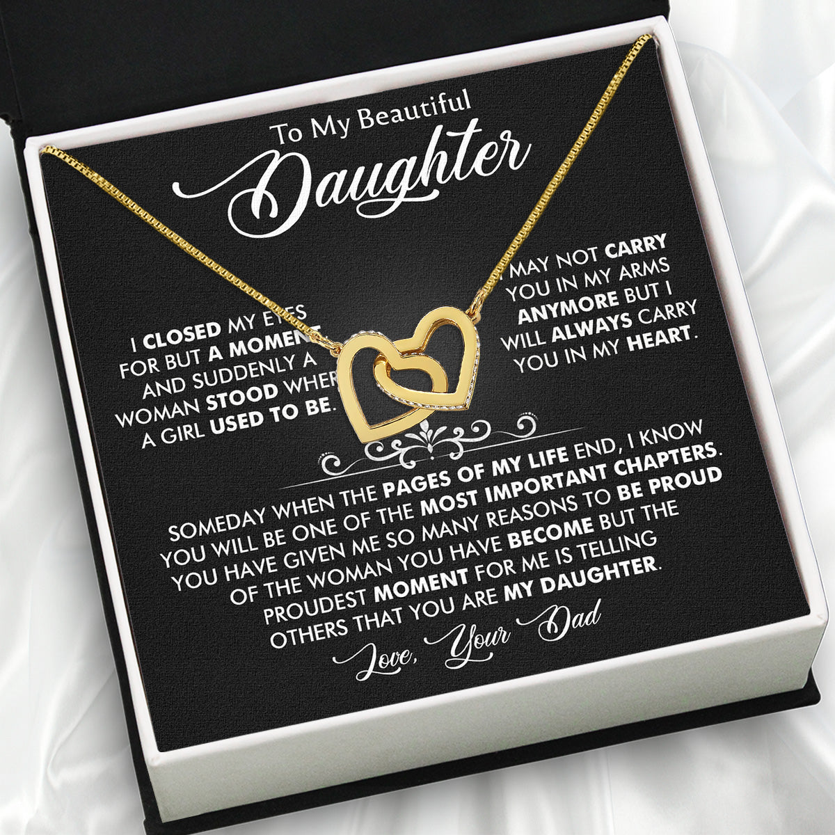 To My Daughter Necklace From Dad With Heartfelt Message Card, Jewelry For Daughter, Daughter Gift From Dad On Birthday, Wedding, Christmas, Graduation