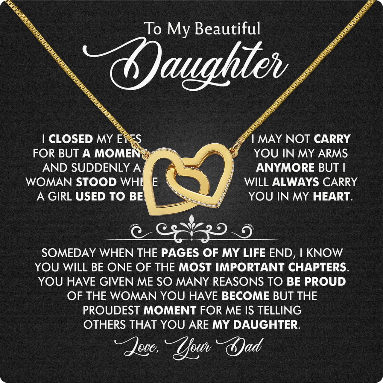 Daughter Necklace from Dad: A Piece of Your Heart for Her