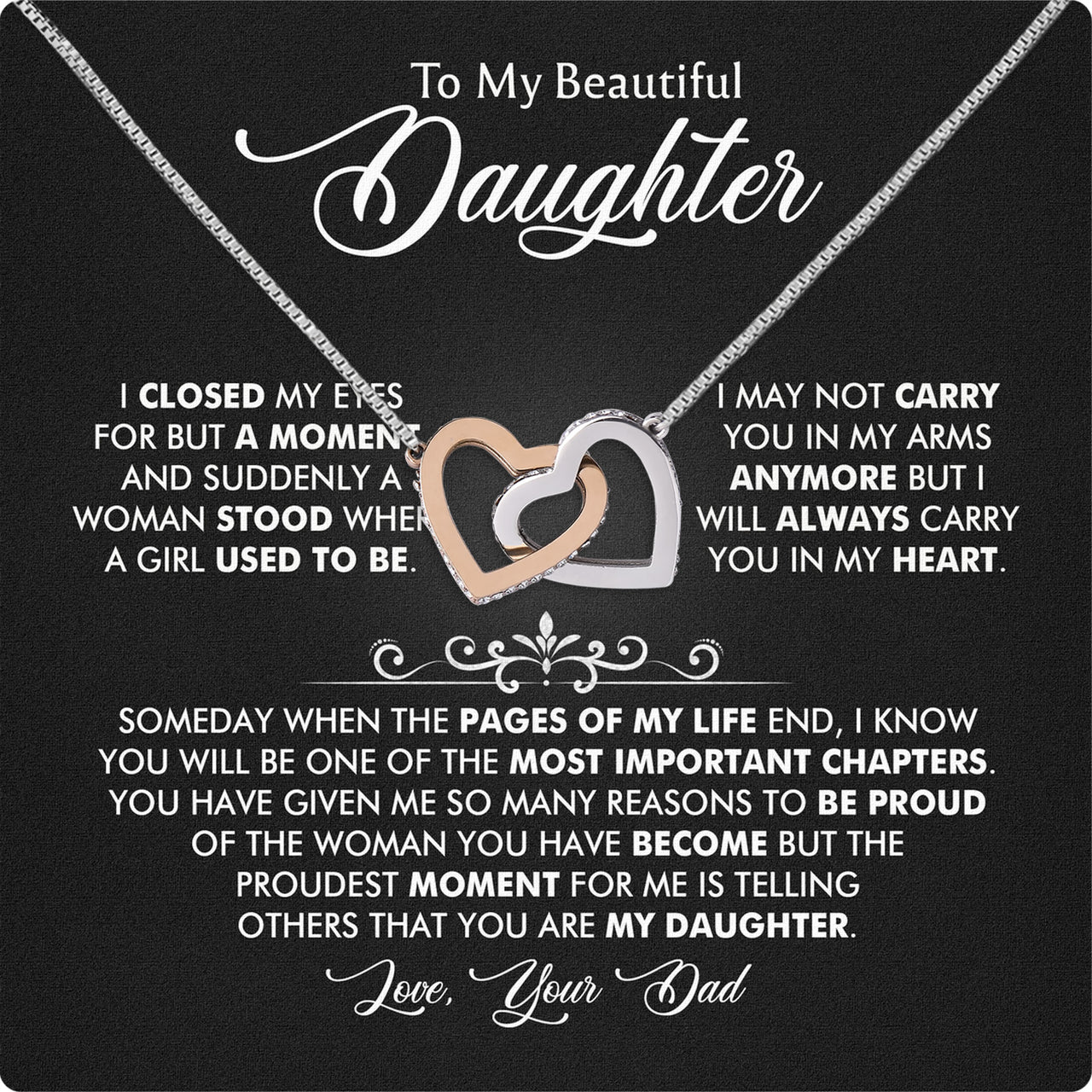 Daughter Necklace from Dad: A Piece of Your Heart for Her