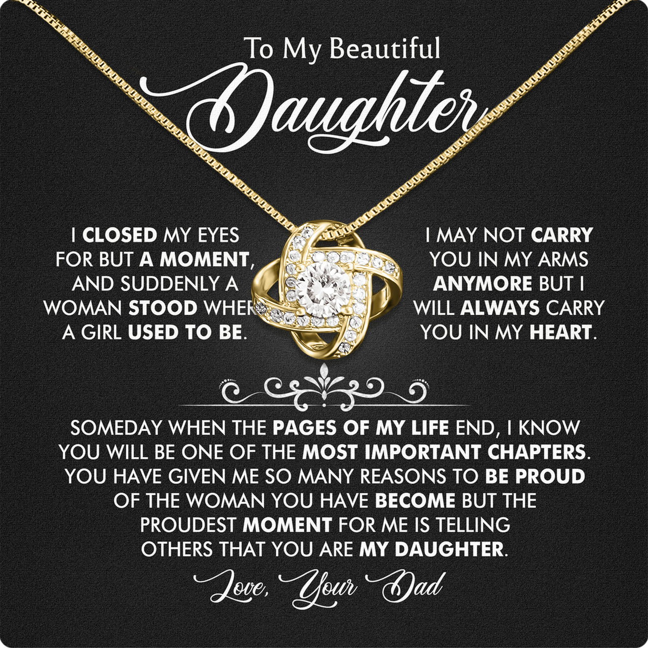 Daughter Necklace from Dad: A Piece of Your Heart for Her