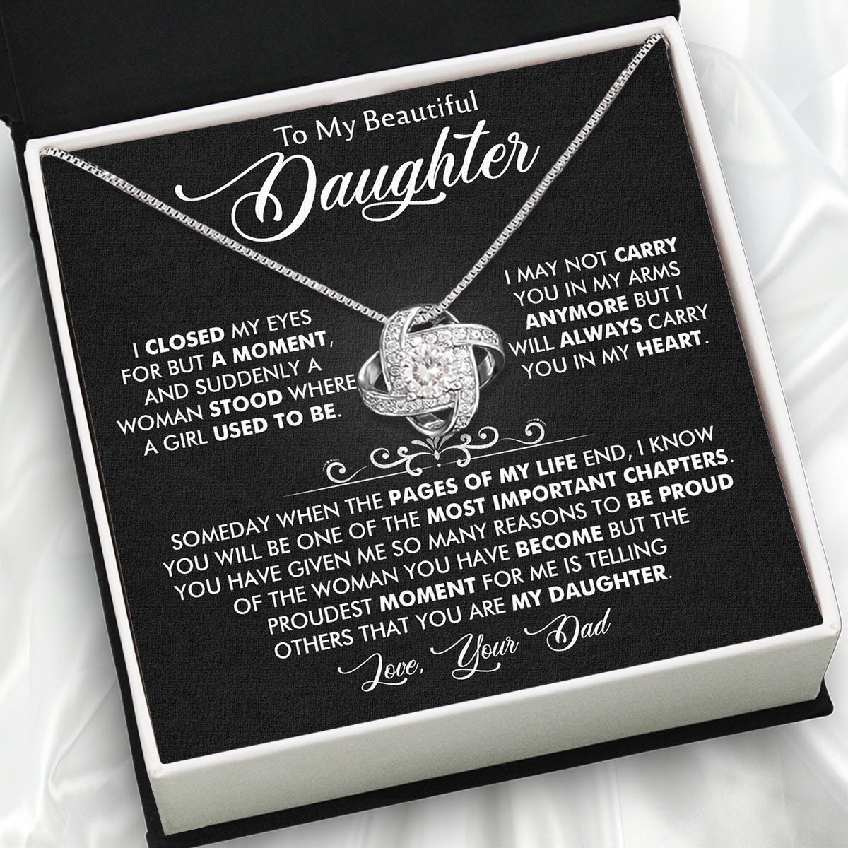 To My Daughter Necklace From Dad With Heartfelt Message Card, Jewelry For Daughter, Daughter Gift From Dad On Birthday, Wedding, Christmas, Graduation