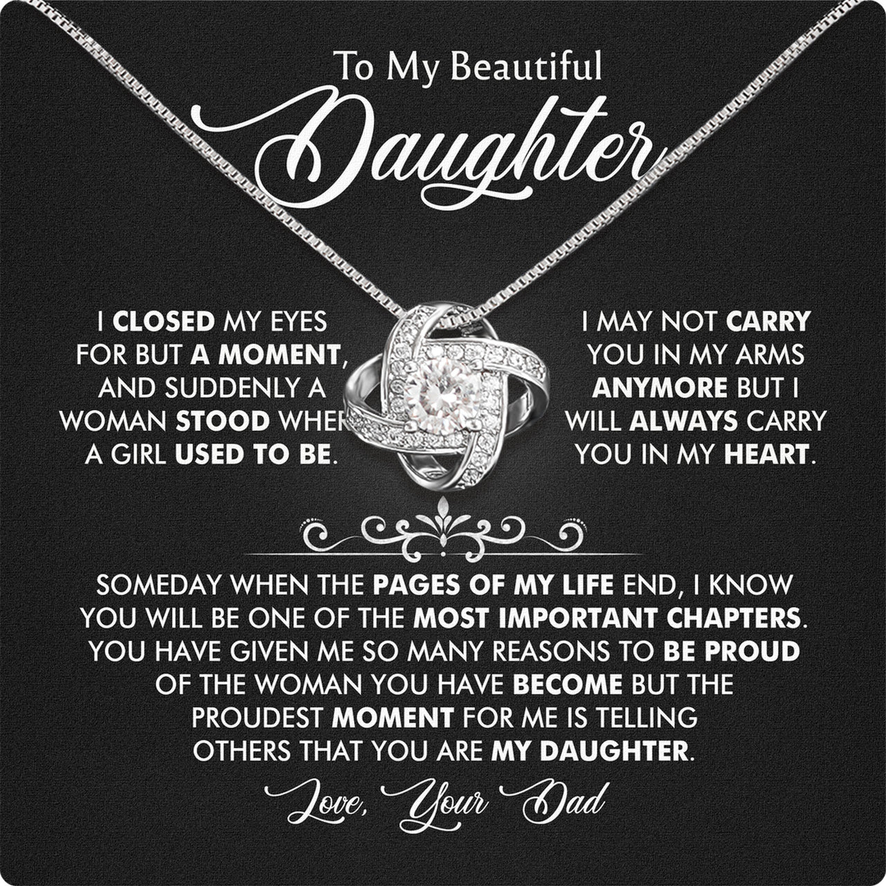 Daughter Necklace from Dad: A Piece of Your Heart for Her