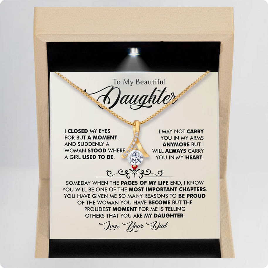 To My Daughter Necklace From Dad With Message Card - Most Important Chapter Gift