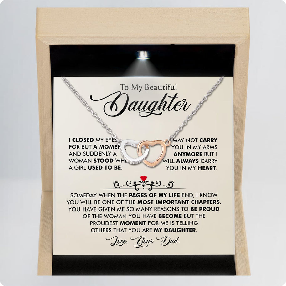 To My Daughter Necklace From Dad With Message Card - Most Important Chapter Gift