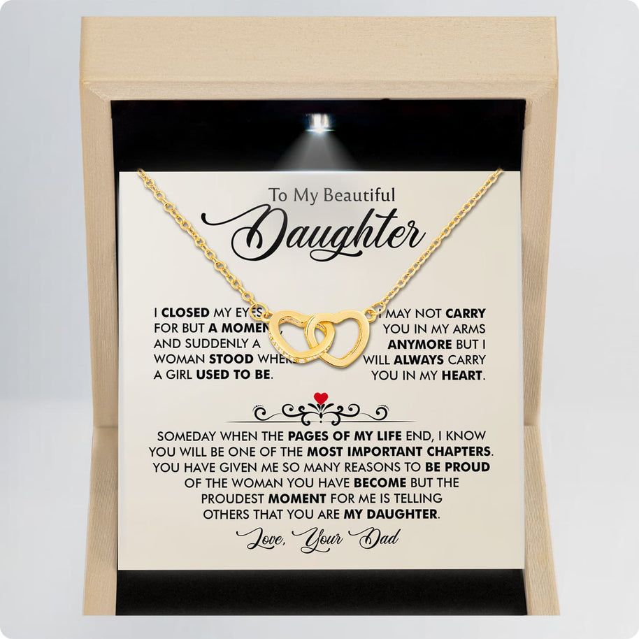 To My Daughter Necklace From Dad With Message Card - Most Important Chapter Gift
