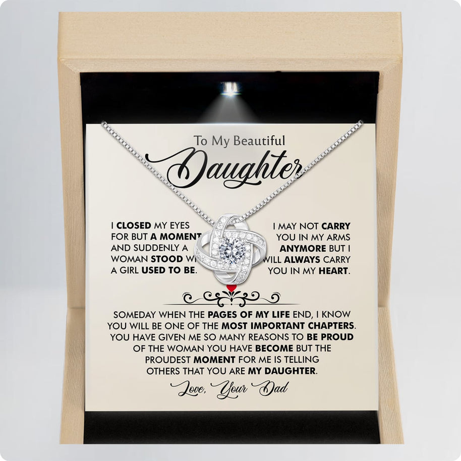 To My Daughter Necklace From Dad With Message Card - Most Important Chapter Gift