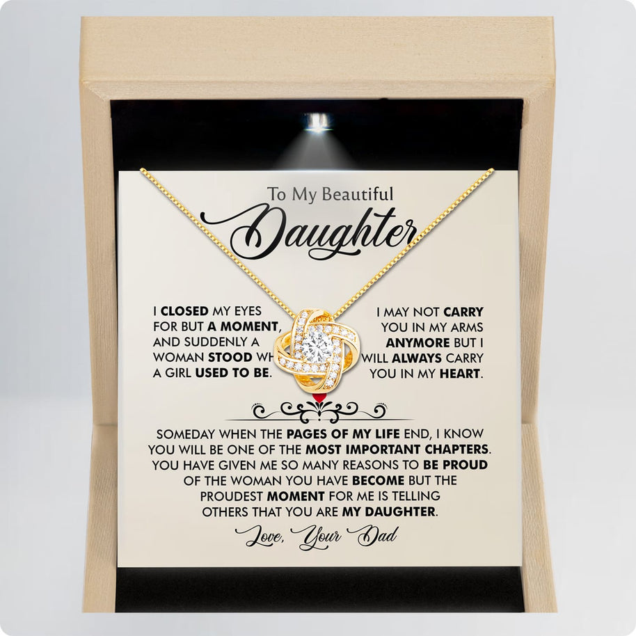 To My Daughter Necklace From Dad With Message Card - Most Important Chapter Gift