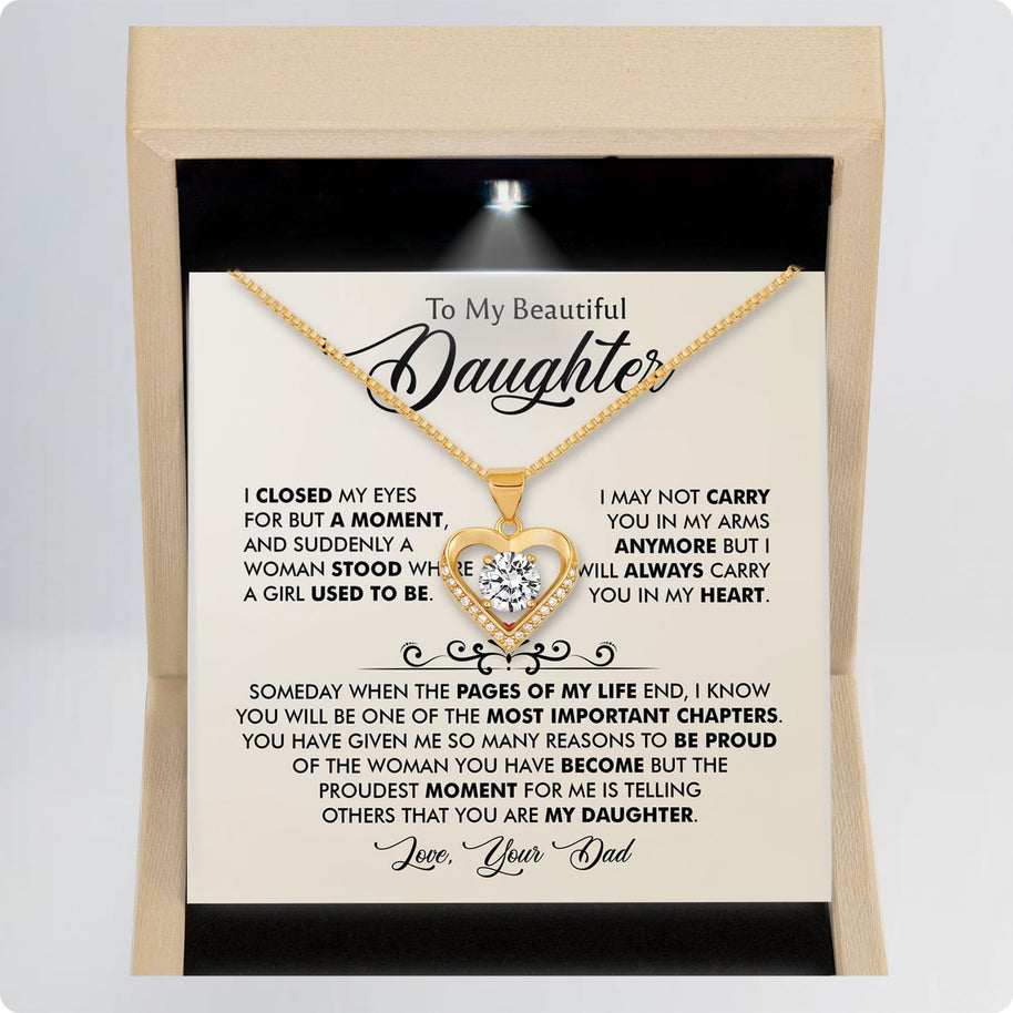 To My Daughter Necklace From Dad With Message Card - Most Important Chapter Gift