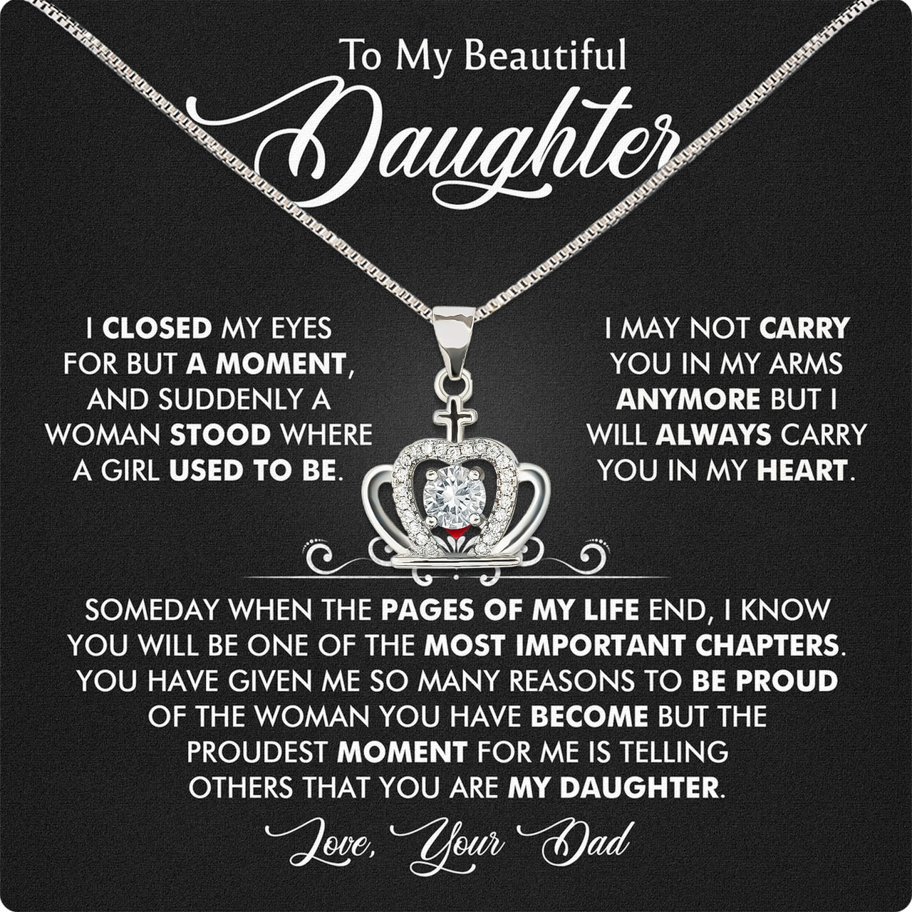 Daughter Necklace from Dad: A Piece of Your Heart for Her