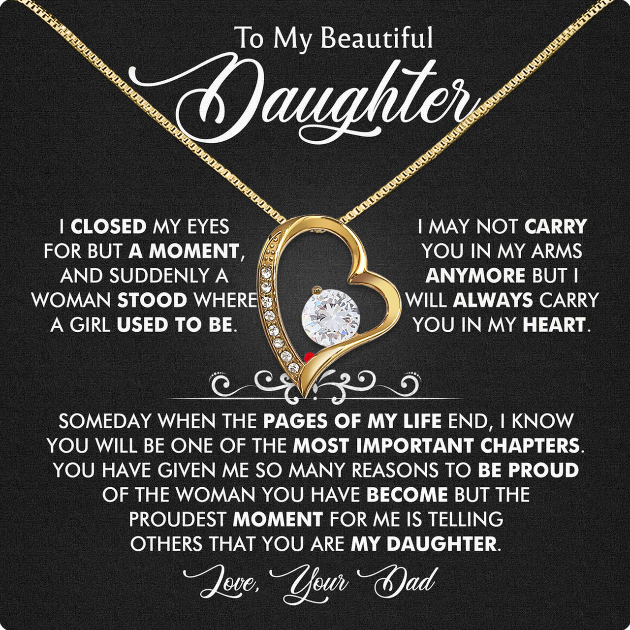 Daughter Necklace from Dad: A Piece of Your Heart for Her