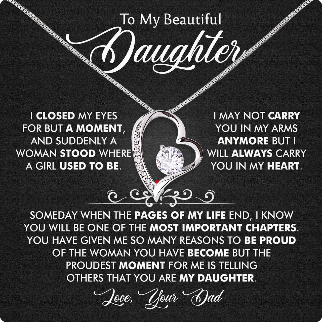 Daughter Necklace from Dad: A Piece of Your Heart for Her