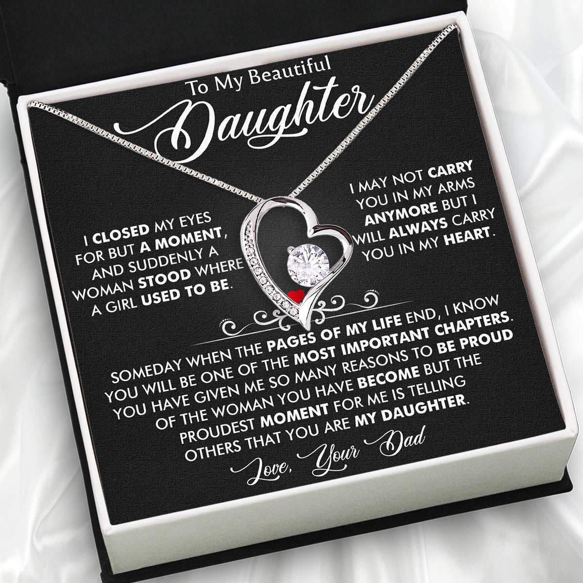 Daughter Necklace from Dad: A Piece of Your Heart for Her