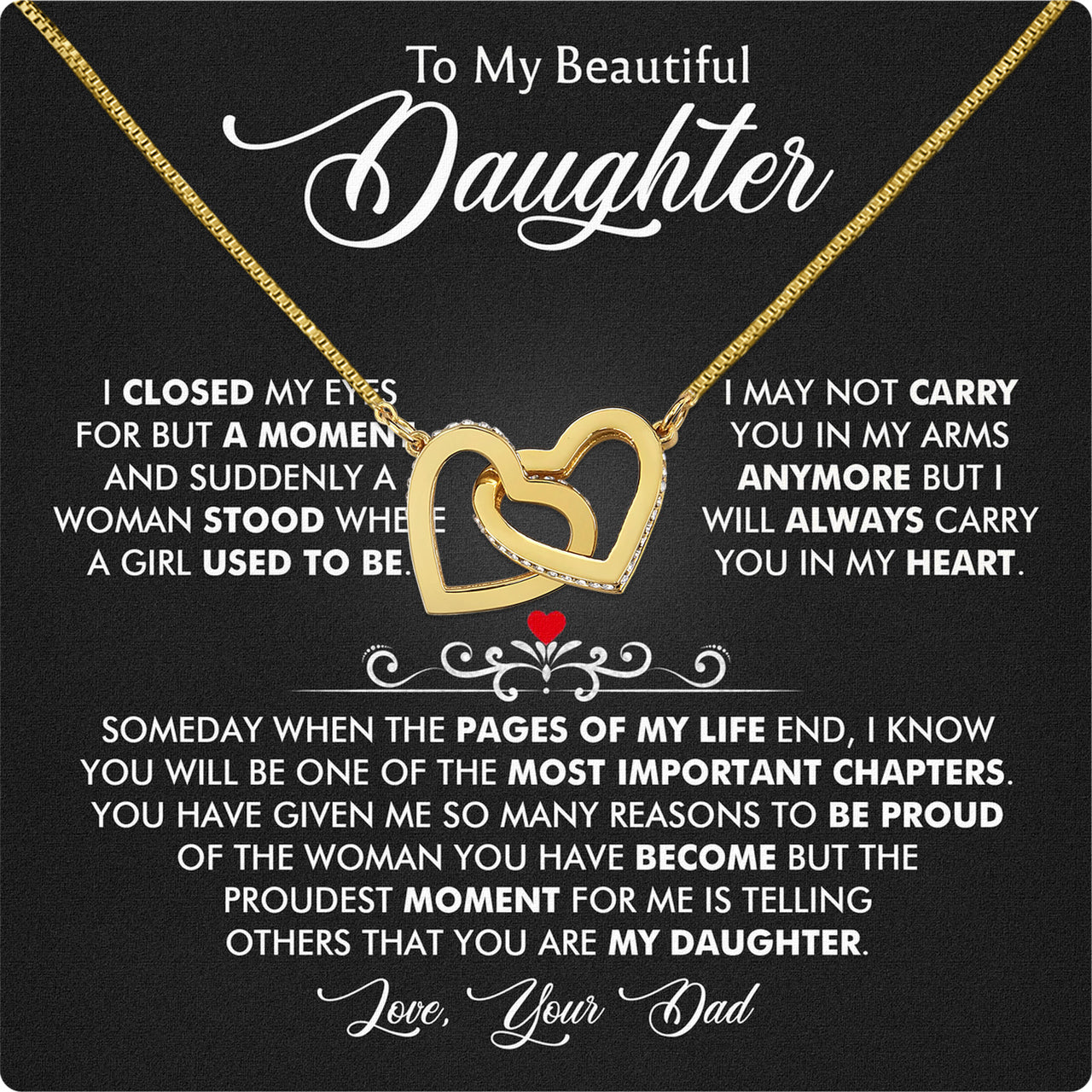 Daughter Necklace from Dad: A Piece of Your Heart for Her