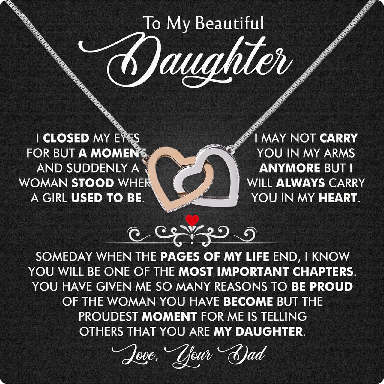 Daughter Necklace from Dad: A Piece of Your Heart for Her