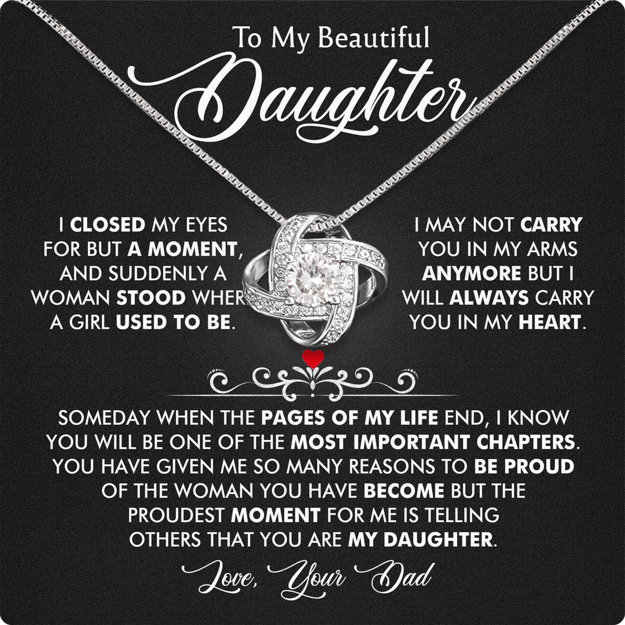 Daughter Necklace from Dad: A Piece of Your Heart for Her