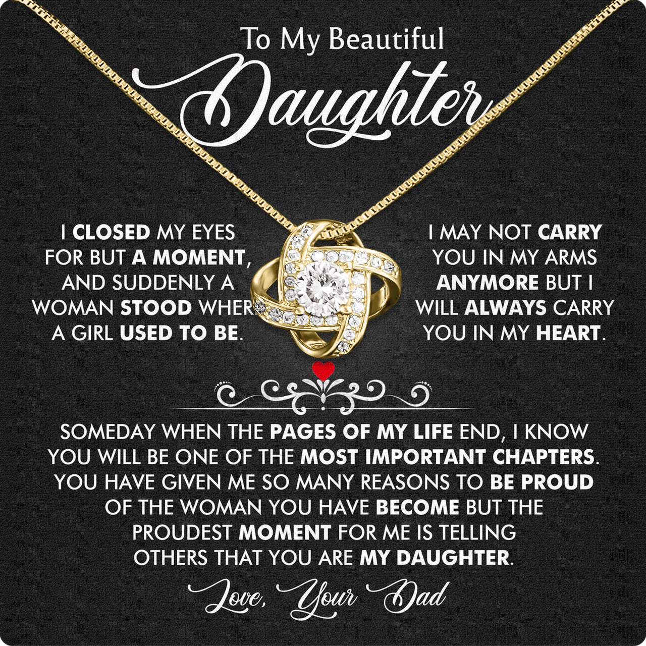 Daughter Necklace from Dad: A Piece of Your Heart for Her