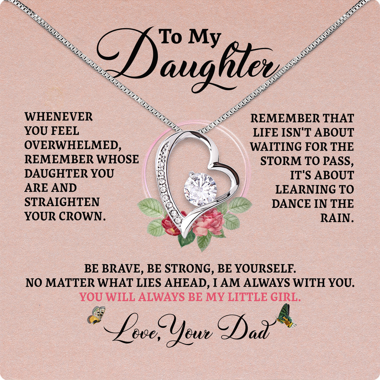 Daughter Necklace from Dad: A Piece of Your Heart for Her