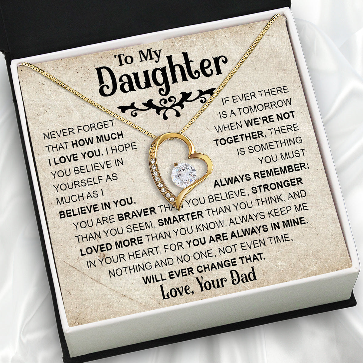 Daughter Necklace from Dad: A Piece of Your Heart for Her