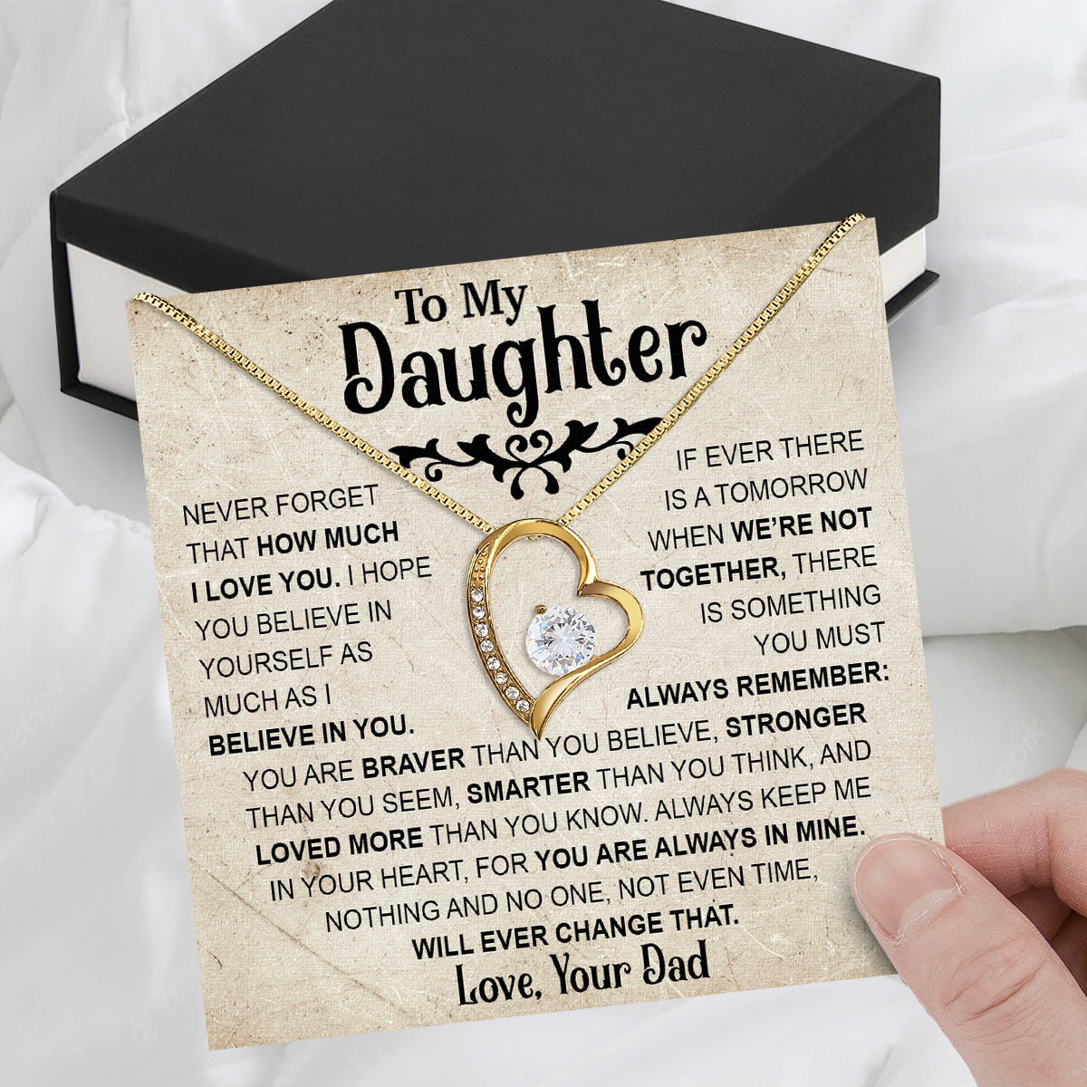 Daughter Necklace from Dad: A Piece of Your Heart for Her