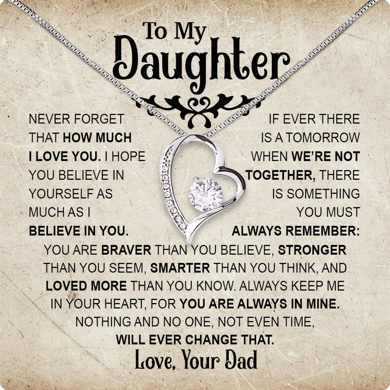 Daughter Necklace from Dad: A Piece of Your Heart for Her