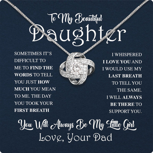 To My Daughter Necklace From Dad With Heartfelt Message Card, Jewelry For Daughter, Daughter Gift From Dad On Birthday, Wedding, Christmas, Graduation