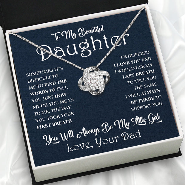 To My Daughter Necklace From Dad With Heartfelt Message Card, Jewelry For Daughter, Daughter Gift From Dad On Birthday, Wedding, Christmas, Graduation