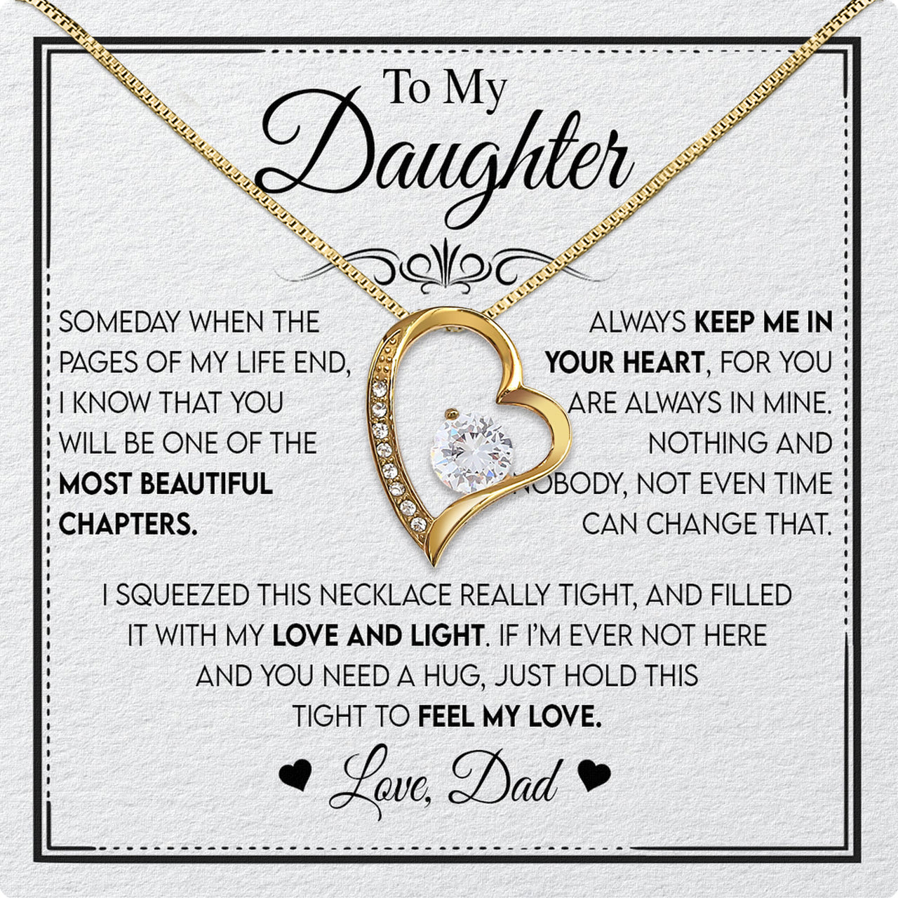 Daughter Necklace from Dad: A Piece of Your Heart for Her