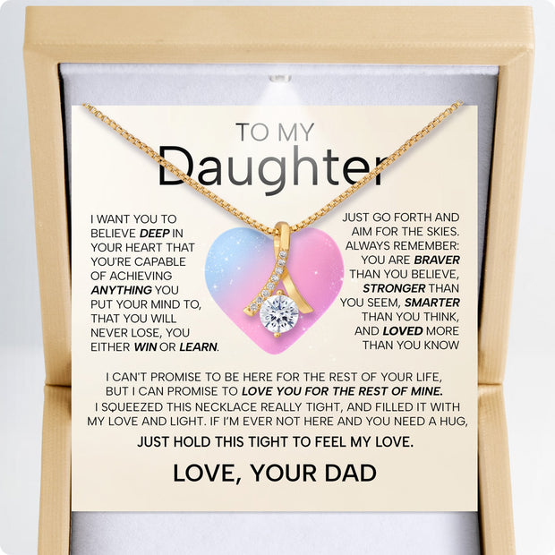 To My Daughter Necklace From Dad With Heartfelt Message - Unique Jewelry For Daughter - My Love and Light