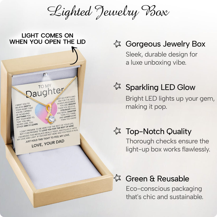 To My Daughter Necklace From Dad With Heartfelt Message - Unique Jewelry For Daughter - My Love and Light