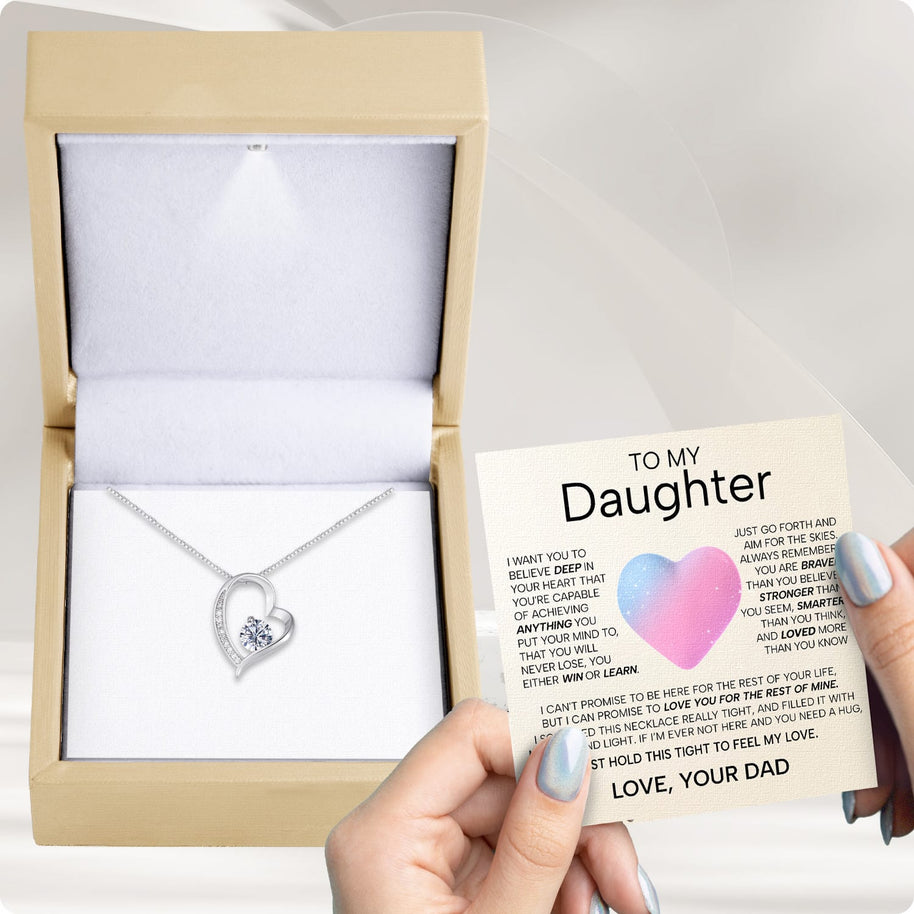 To My Daughter Necklace From Dad With Heartfelt Message - Unique Jewelry For Daughter - My Love and Light