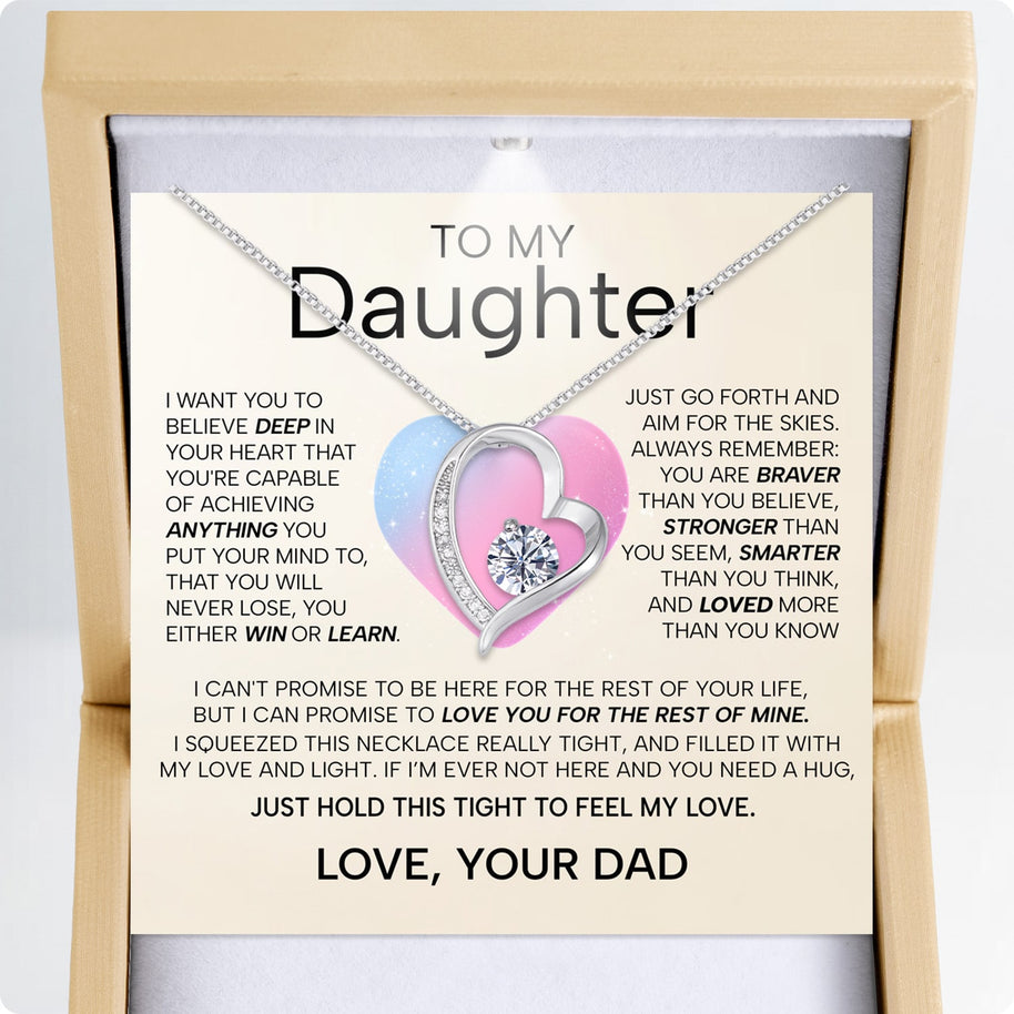 To My Daughter Necklace From Dad With Heartfelt Message - Unique Jewelry For Daughter - My Love and Light
