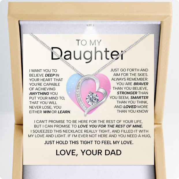 To My Daughter Necklace From Dad With Heartfelt Message - Unique Jewelry For Daughter - My Love and Light