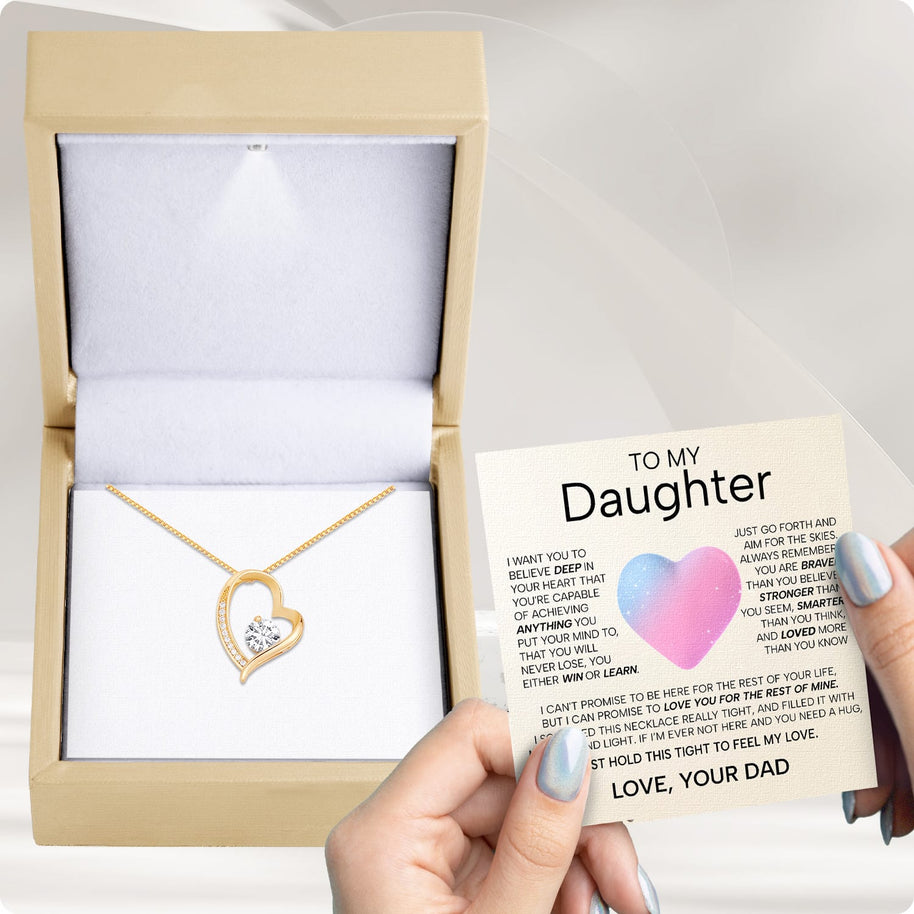 To My Daughter Necklace From Dad With Heartfelt Message - Unique Jewelry For Daughter - My Love and Light