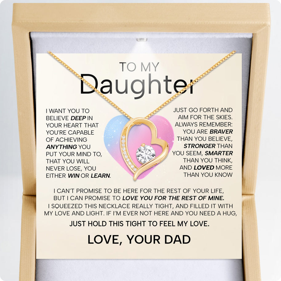 To My Daughter Necklace From Dad With Heartfelt Message - Unique Jewelry For Daughter - My Love and Light