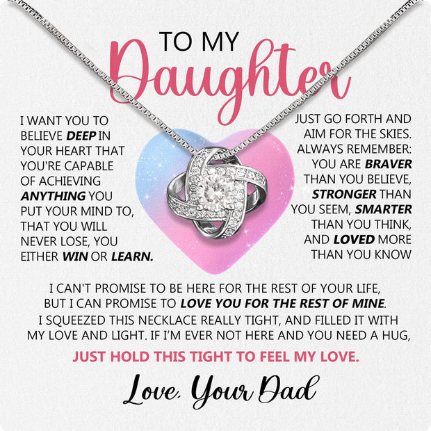 To My Daughter Necklace From Dad With Heartfelt Message Card, Jewelry For Daughter, Daughter Gift From Dad On Birthday, Wedding, Christmas, Graduation