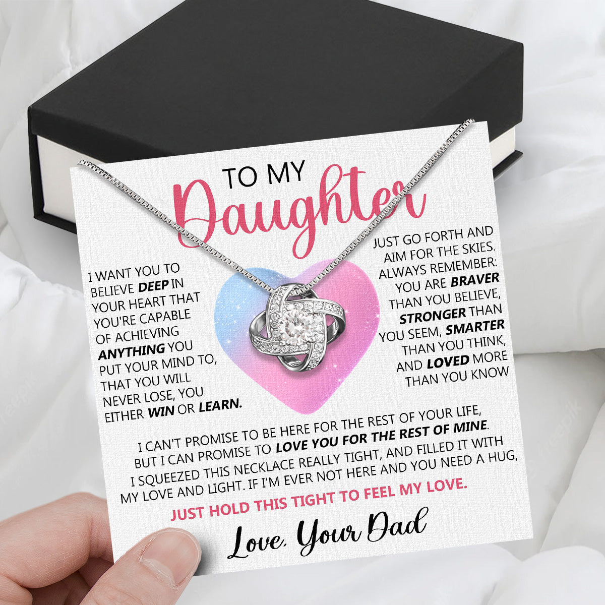 To My Daughter Necklace From Dad With Heartfelt Message Card, Jewelry For Daughter, Daughter Gift From Dad On Birthday, Wedding, Christmas, Graduation