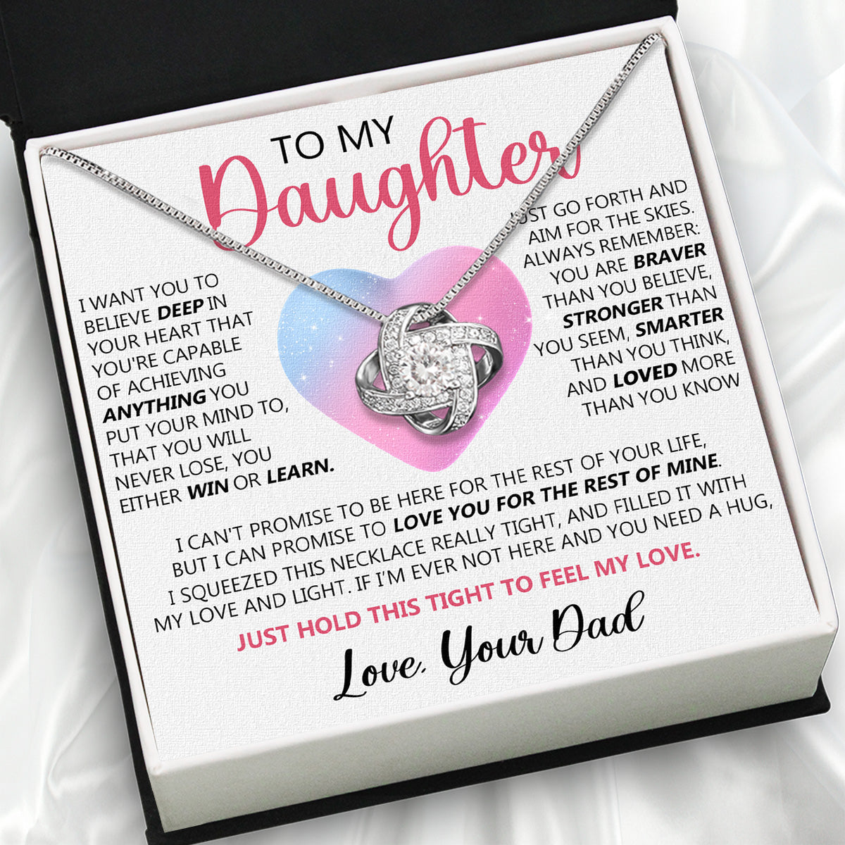 To My Daughter Necklace From Dad With Heartfelt Message Card, Jewelry For Daughter, Daughter Gift From Dad On Birthday, Wedding, Christmas, Graduation