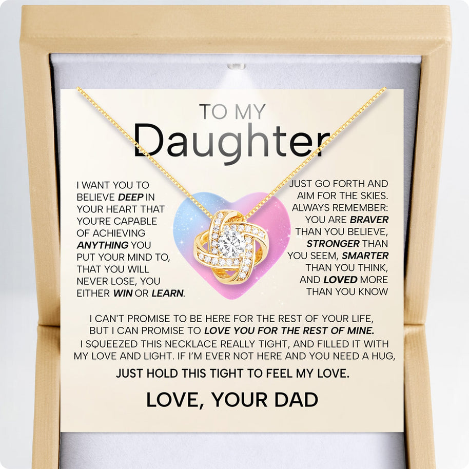 To My Daughter Necklace From Dad With Heartfelt Message - Unique Jewelry For Daughter - My Love and Light