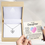 To My Daughter Heart Necklace From Dad With Heartfelt Message - Unique Jewelry For Daughter - My Love and Light