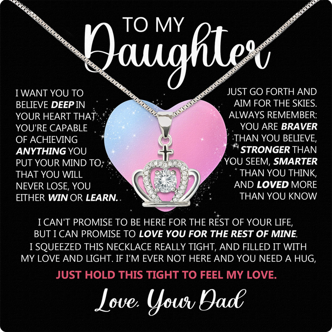 Daughter Necklace from Dad: A Piece of Your Heart for Her