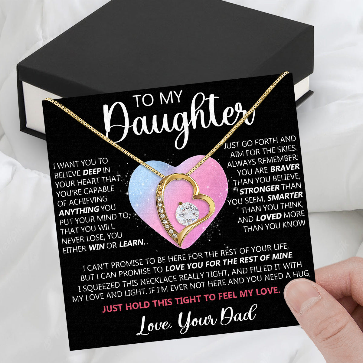 Daughter Necklace from Dad: A Piece of Your Heart for Her