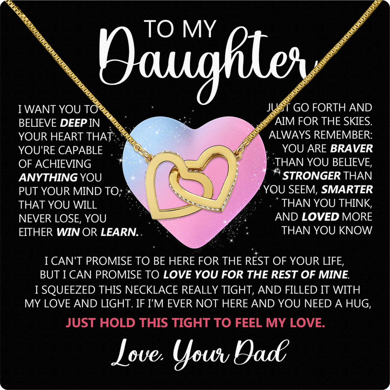 Daughter Necklace from Dad: A Piece of Your Heart for Her