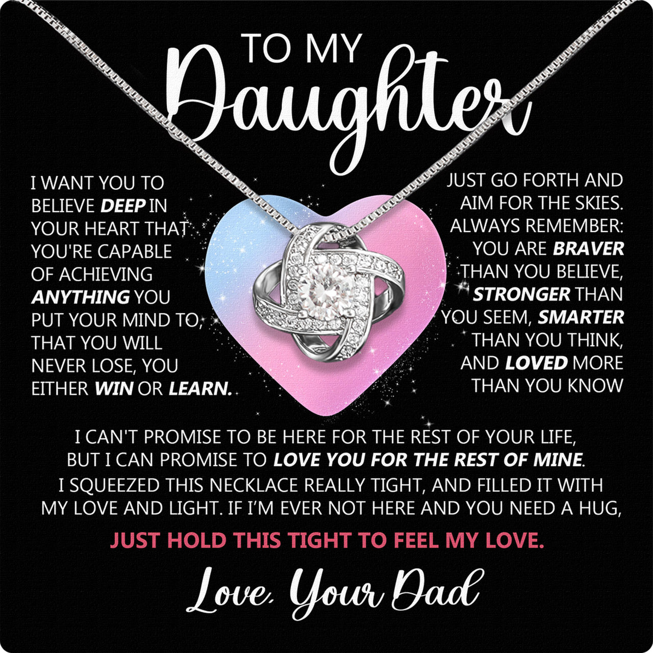 Daughter Necklace from Dad: A Piece of Your Heart for Her