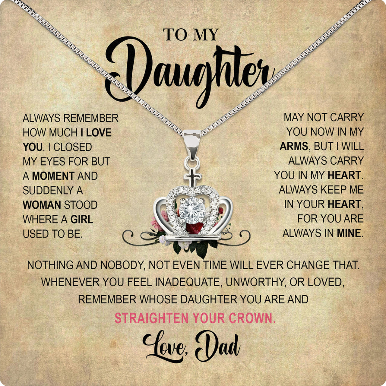 Daughter Necklace from Dad: A Piece of Your Heart for Her