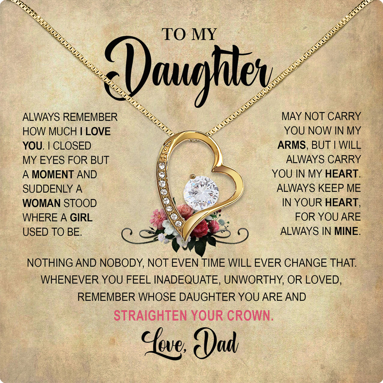 Daughter Necklace from Dad: A Piece of Your Heart for Her