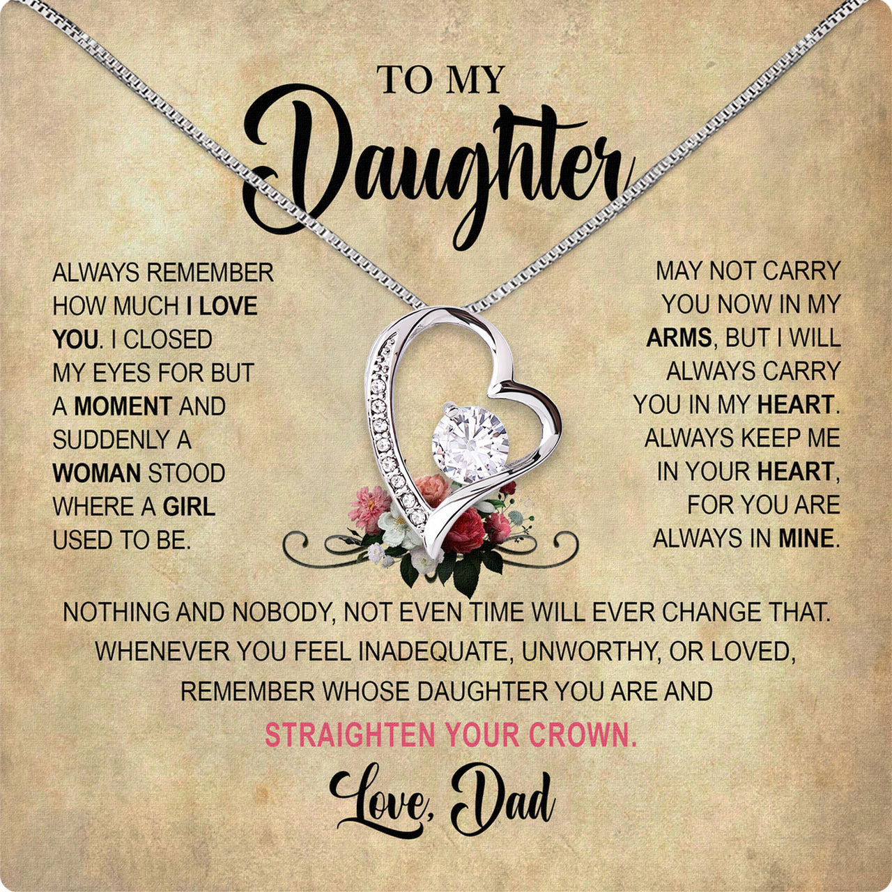 Daughter Necklace from Dad: A Piece of Your Heart for Her