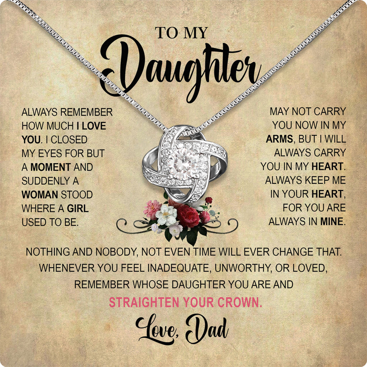 Daughter Necklace from Dad: A Piece of Your Heart for Her